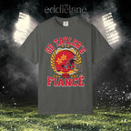 a pepper t-shirt with a vintage football helmet design and text that says "go taylor's fiance"