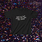 a black baby tee that says "she's so hot when she uses big words"