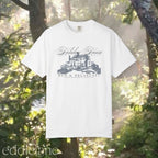 White graphic t-shirt with 'Holiday House Bed & Breakfast' design
white comfort colors shirt