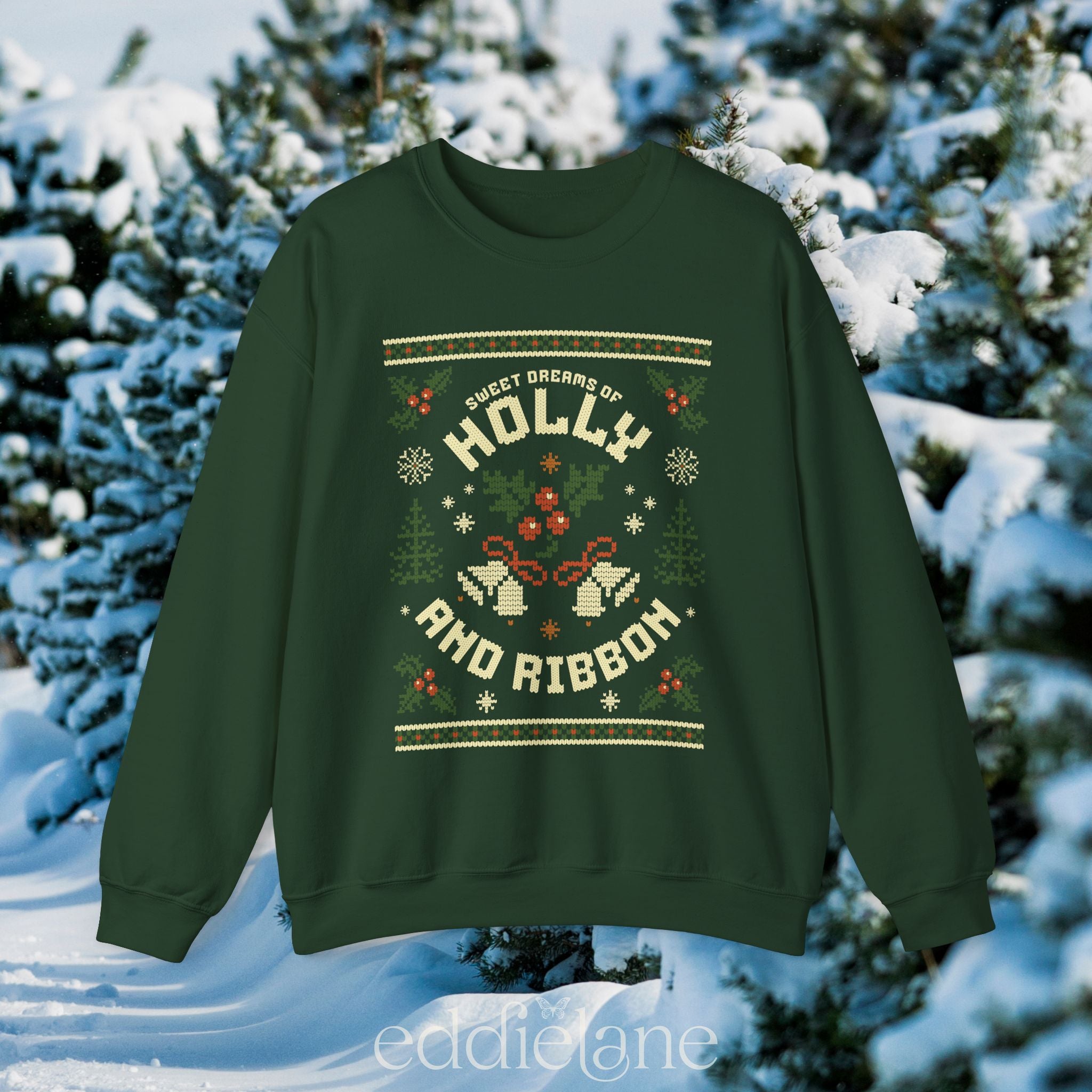 The Holly And Ribbon Ugly Christmas Sweatshirt