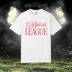 a white Comfort Colors t-shirt that says 'the greatest in the league' 