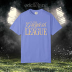 a flo blue Comfort Colors t-shirt that says 'the greatest in the league' 