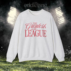 an ash gray crewneck sweatshirt that says "the greatest in the league"