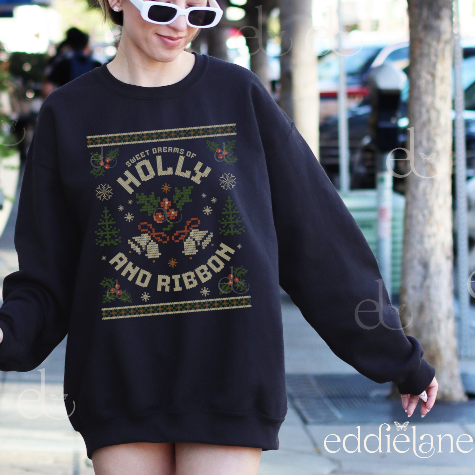 The Holly And Ribbon Ugly Christmas Sweatshirt