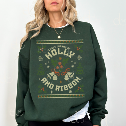 The Sweet Dreams Of Holly And Ribbon Ugly Christmas Sweater Sweatshirt