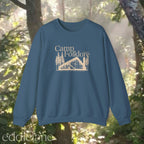 Blue sweatshirt with 'Camp Folklore' design 