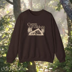 Brown sweatshirt with 'Camp Folklore' design 
