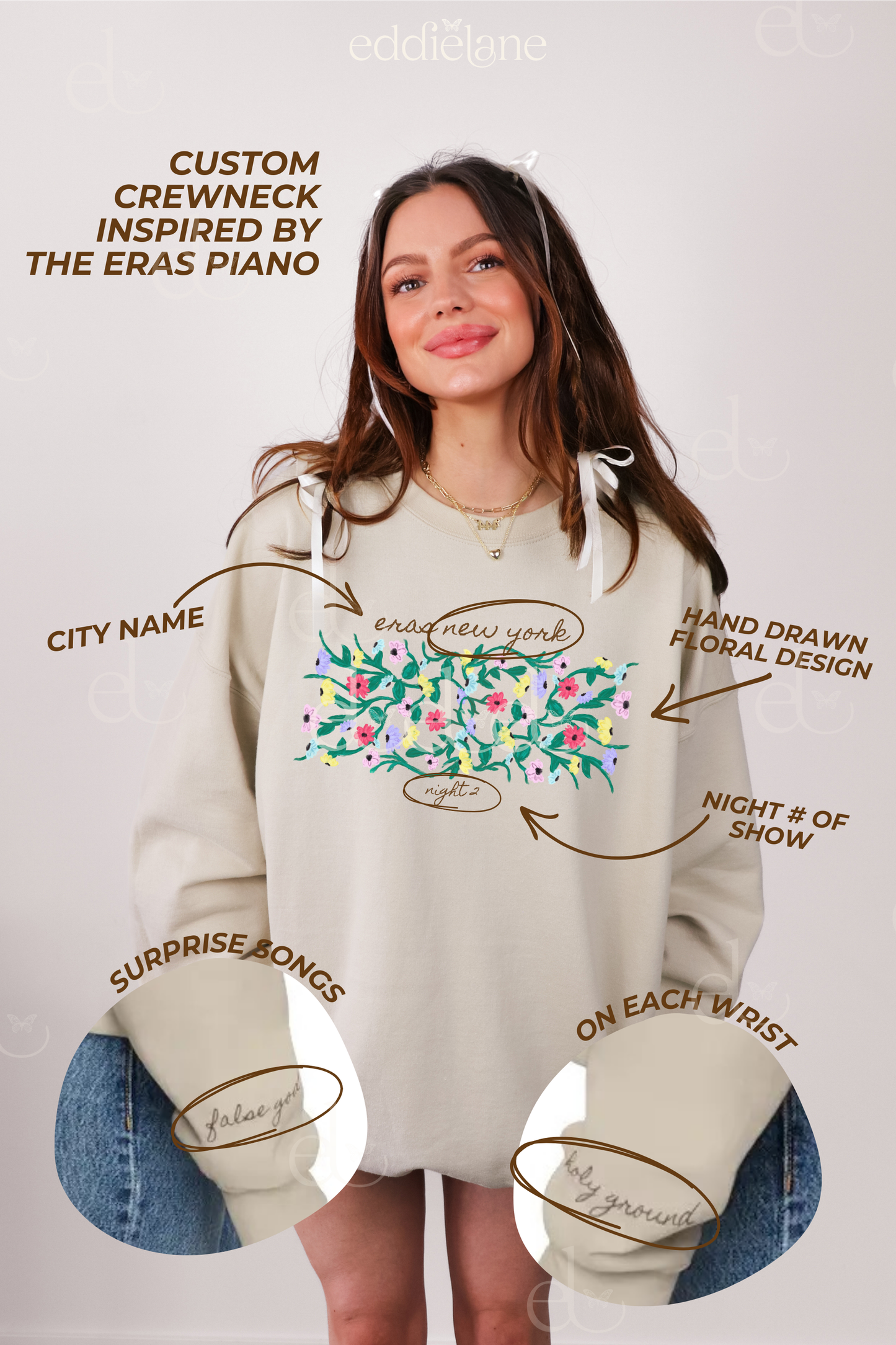 The Personalized Painted Eras Tour Piano Flowers Sweatshirt