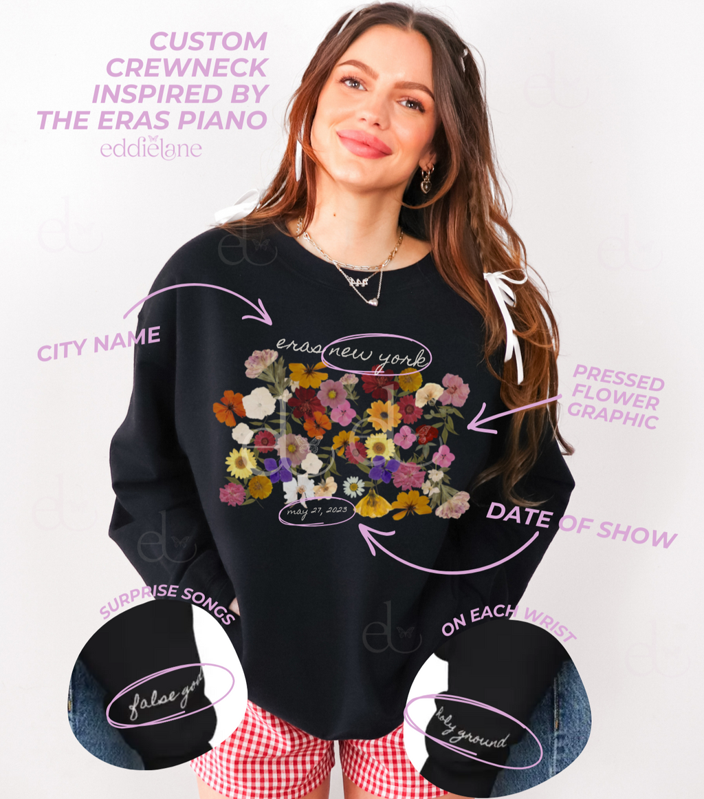 The Personalized Eras Tour Piano Pressed Flowers Sweatshirt
