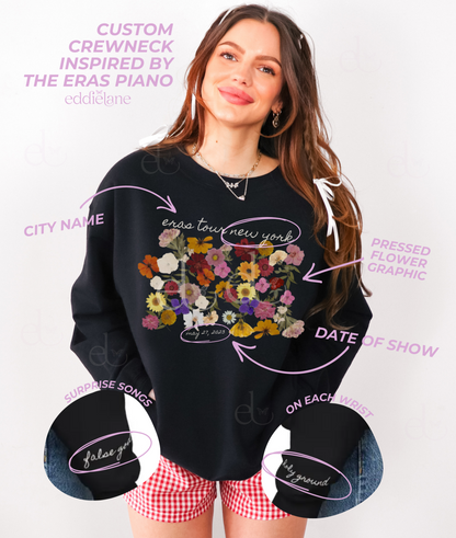 The Personalized Eras Tour Piano Pressed Flowers Sweatshirt