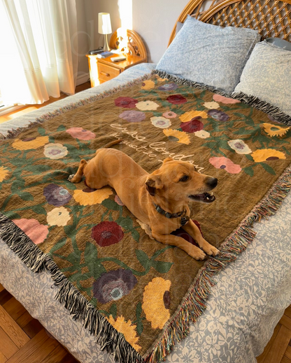 The Personalized Painted Piano Floral Woven Blanket