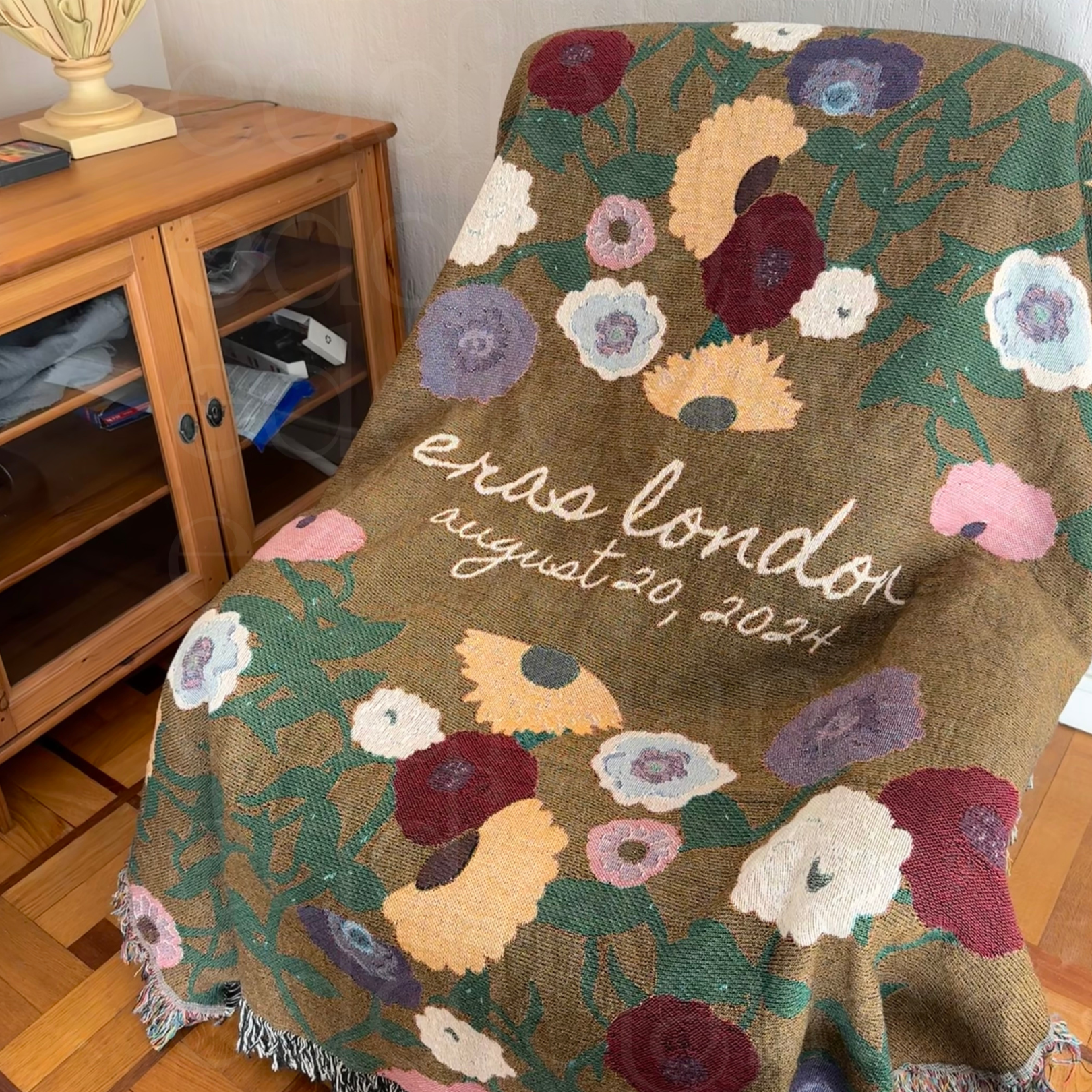The Personalized Painted Floral Woven Blanket