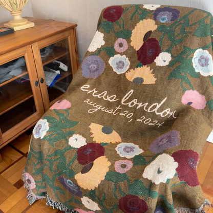 The Personalized Painted Piano Floral Woven Blanket