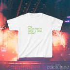 A white baby tee that says "omg did you hear i'm dating a jonas brother?" from video girl by the jonas brothers.
white dating a jonas brother baby tee