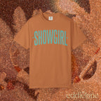 yam comfort colors graphic tee that says 'SHOWGIRL' with two small stars 

yam showgirl tee